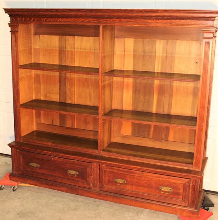 Heavy Quarter Sawn Oak Open Bookcase with Stepout 2 (1 of 5)