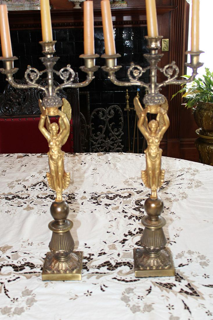Great Pair of 2' Candelabras with Winged Angels in a (1 of 4)