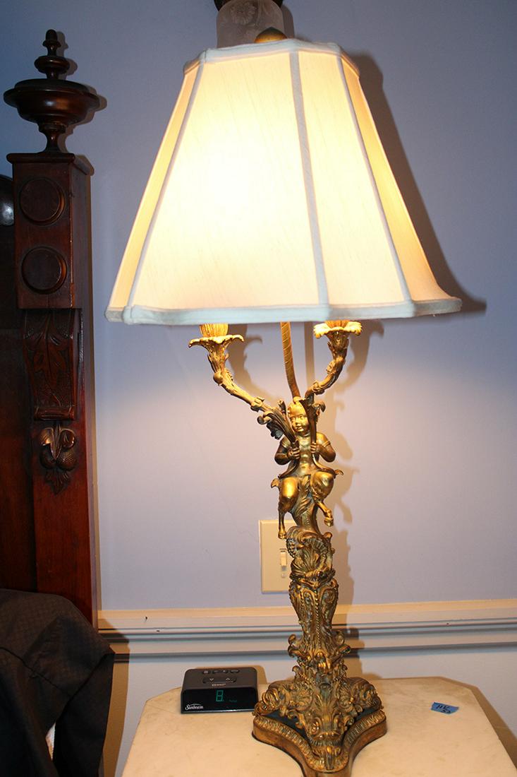 Super 33" Solid Bronze Lamp with Mythological Boy with (1 of 4)