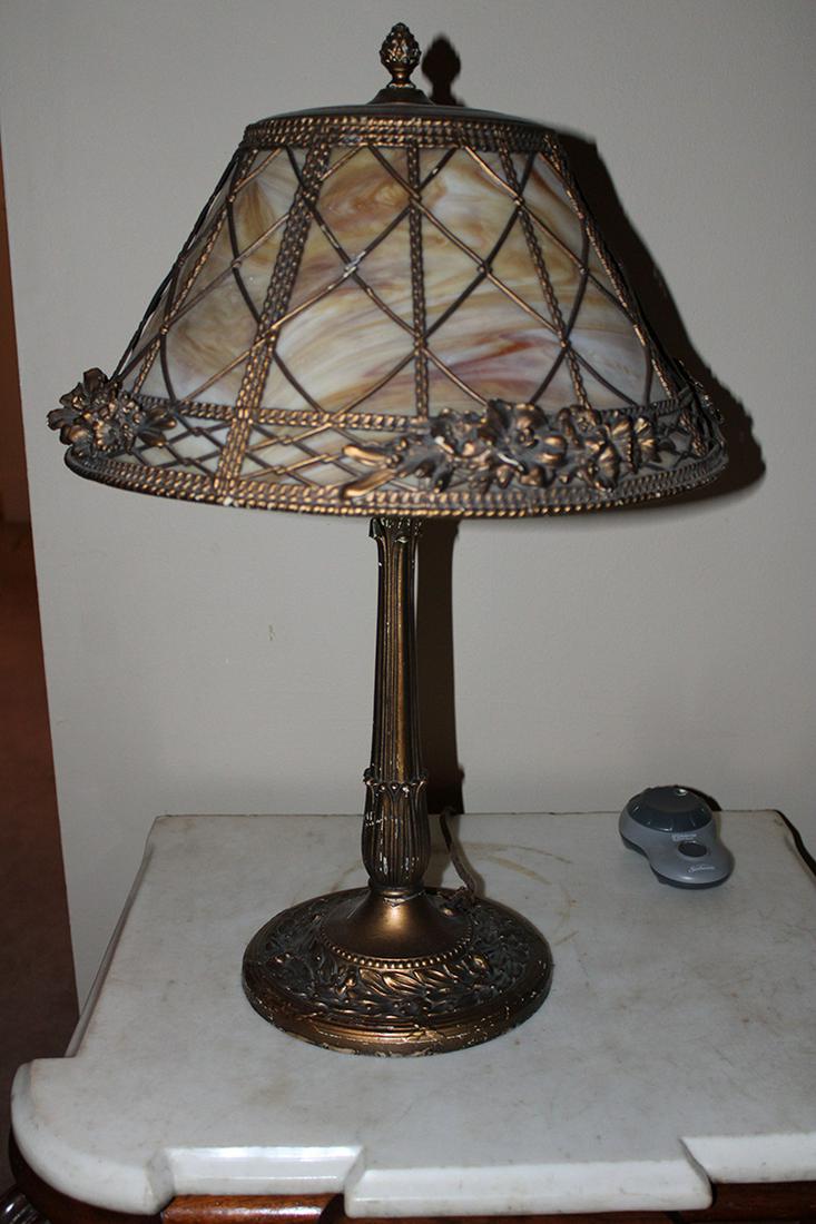 Fine Panel Lamp with Basket Weave and Floral Design (1 of 3)