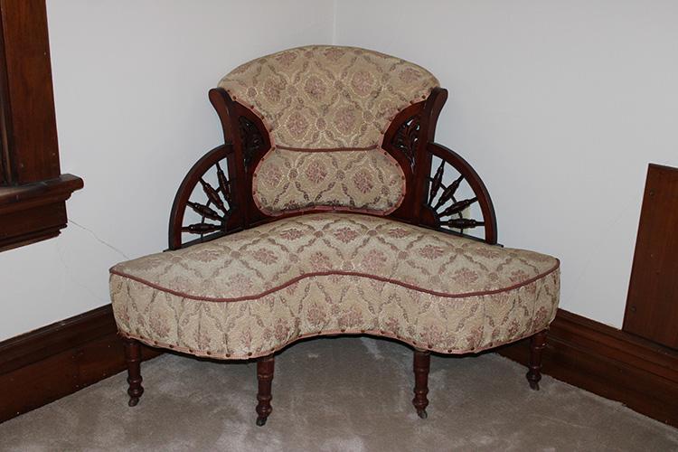 Unusual Stick and Ball Corner Bench with Ship Wheel (1 of 3)