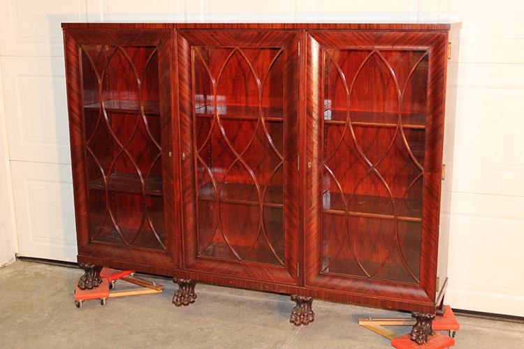 Very Clean Mahogany Triple Door Bookcase with OG Molded (1 of 4)