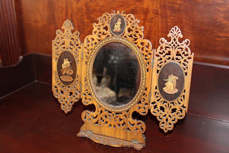 Wonderful Inlaid Victorian Mirror with Intricately (1 of 5)