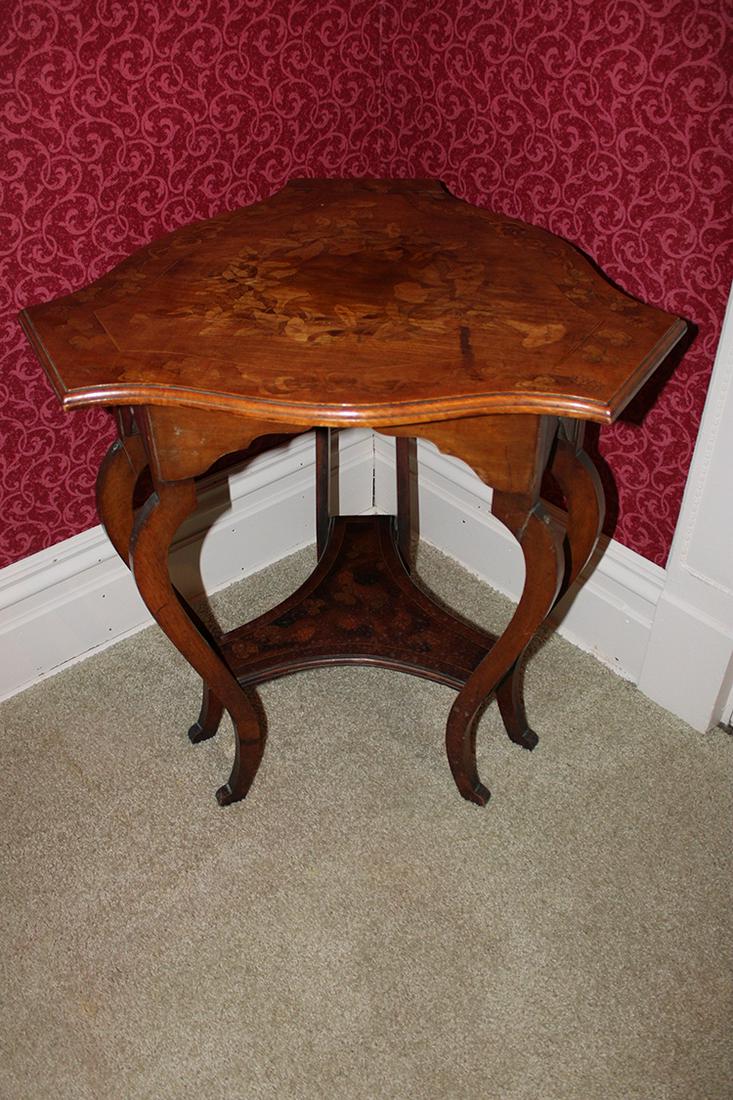 Galle Style Triangle Shaped Table with Floral Inlaid (1 of 4)