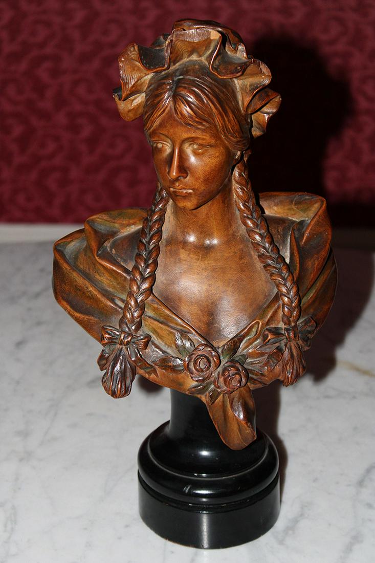 Finely Hand Carved 13" Victorian Walnut Bust of Young (1 of 4)