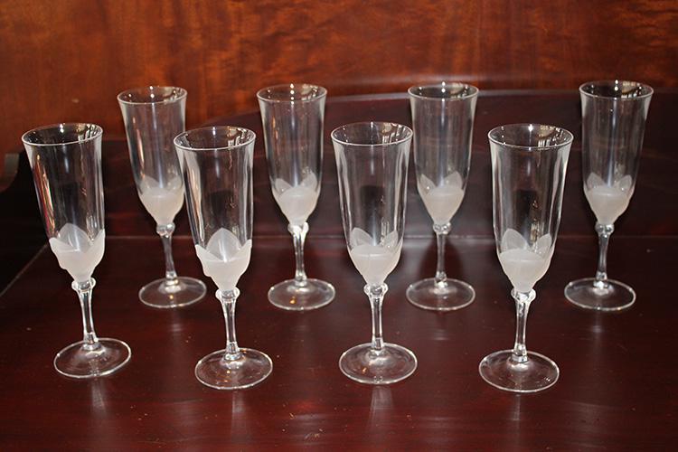 Set of 8 Lalique Style 8" Champagne Stems (1 of 3)