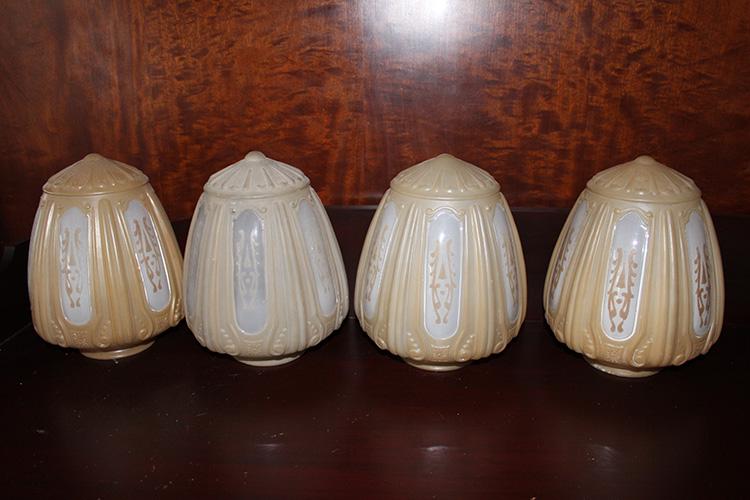 Group of 4 Antique Globes with 2 Tone Panels (1 of 3)
