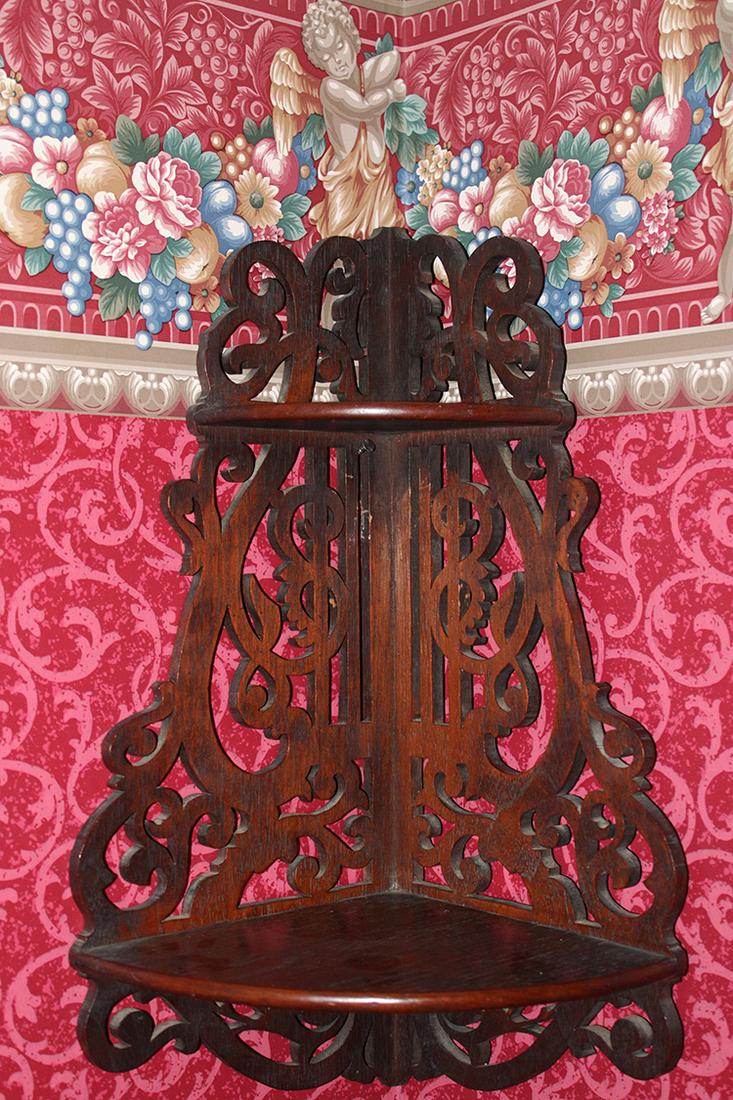 Walnut Victorian Hanging Corner Shelf (1 of 3)