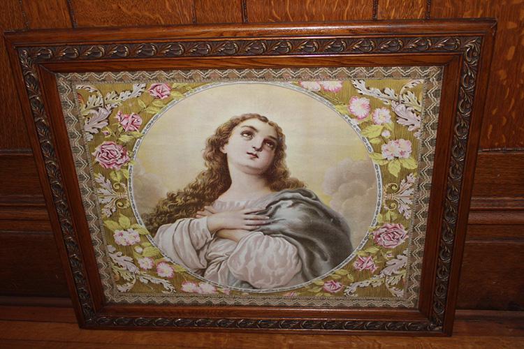 Painting of a Beautiful Woman on Tapestry in Fancy Oak (1 of 4)