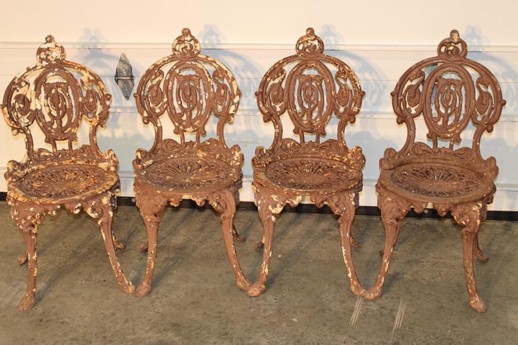 4 Victorian Cast Iron Chairs Signed Atlanta Stove Works (1 of 4)
