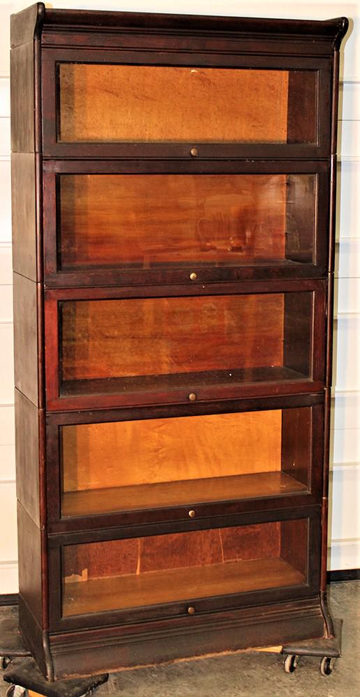 Clean Mahogany 5 Section Grand Rapids Stacking Bookcase (1 of 3)
