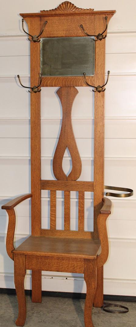 Diminutive Oak Hall Tree With Beveled Mirror (1 of 3)