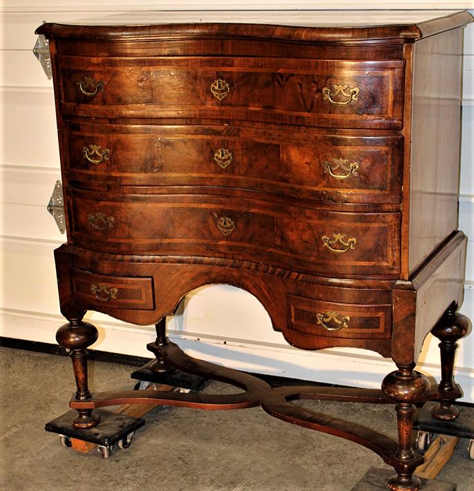 Period 2 Piece Inlaid 18Th C. William And Mary Oxbow Chest Estate Fresh (1 of 6)