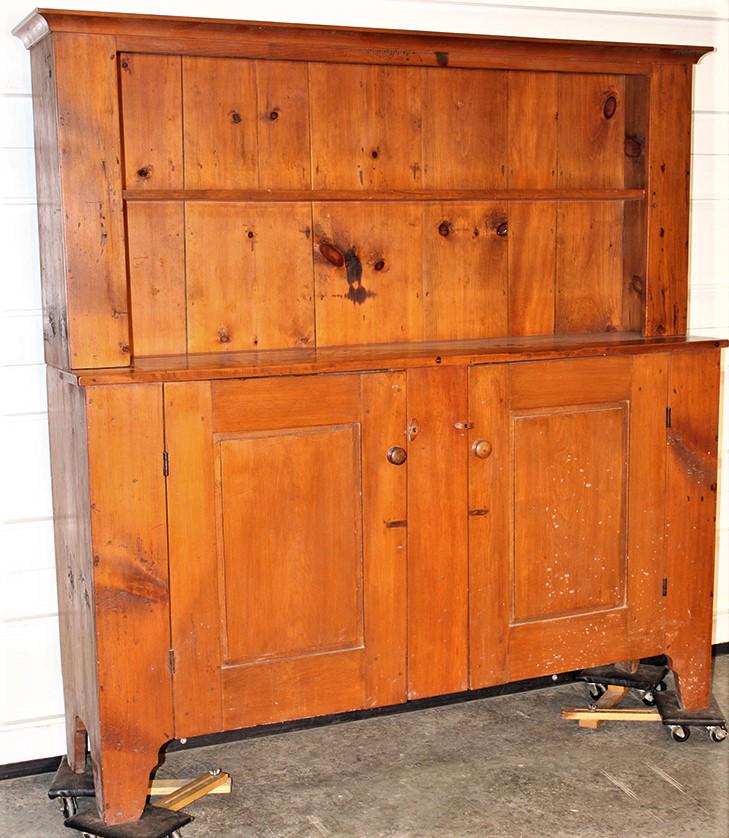 Antique 2 Piece Country Hutch With Wide Board Backs (1 of 3)