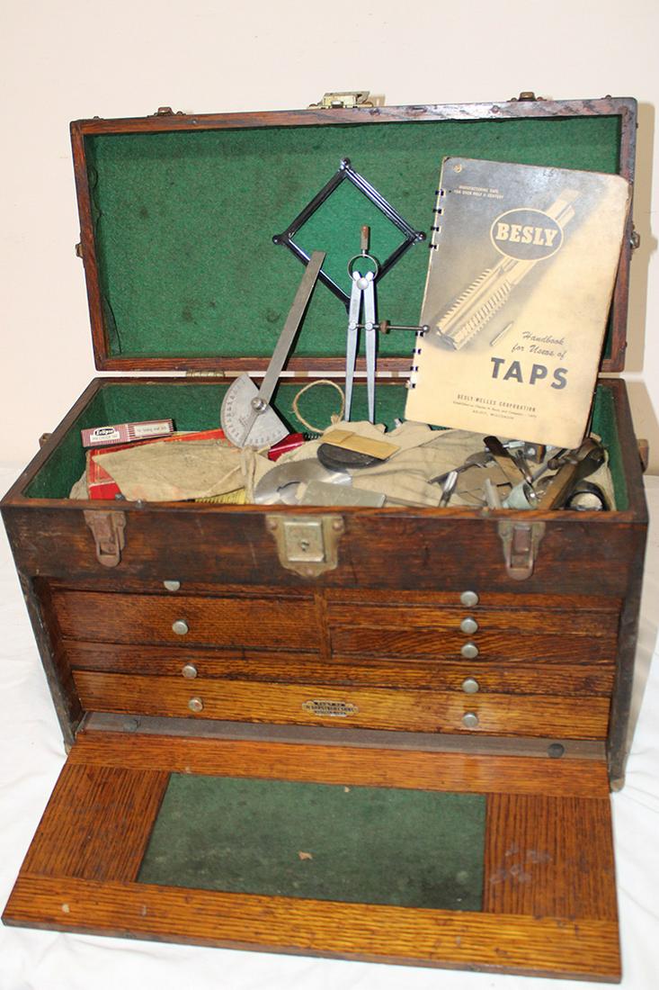 Oak Machinist Chest Untouched With A Pile Of Tools (1 of 5)