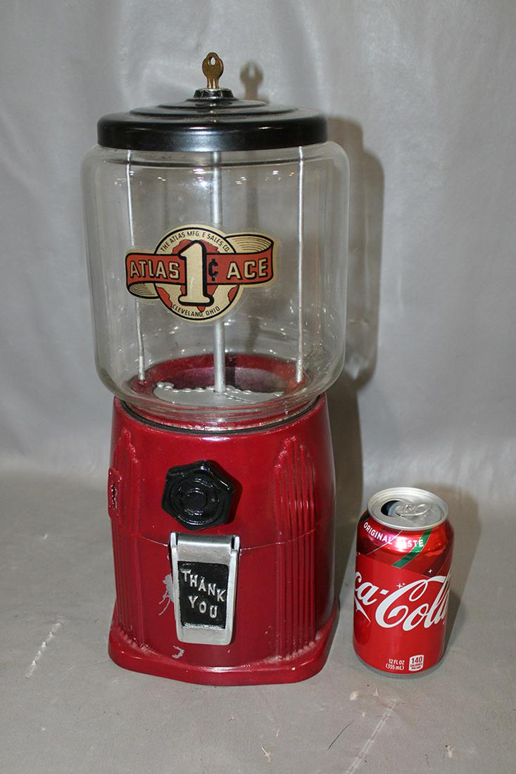 Atlas Acel 1 Cent Gumball Machine With Key (1 of 3)