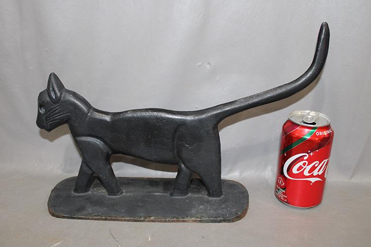 Large 15" Cast Iron Cat Door Stop With Extra Long Tail (1 of 4)