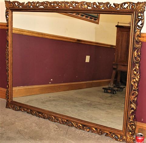 Huge Antique Gilded Oak Pierced Carved Mirror (1 of 3)