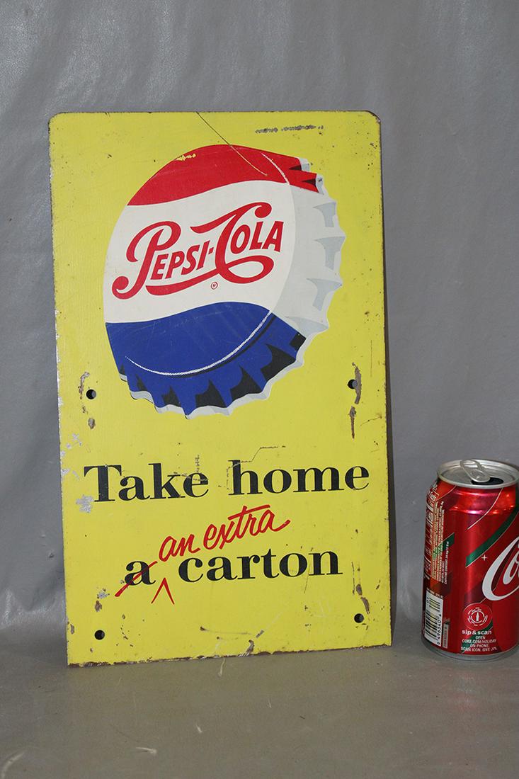 Antique Pepsi "Take Home An Extra Carton" Double Sided Sign (1 of 2)