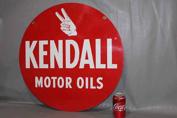 Real Clean 24" 1950'S Kendall Oil Double Sided Sign (1 of 2)