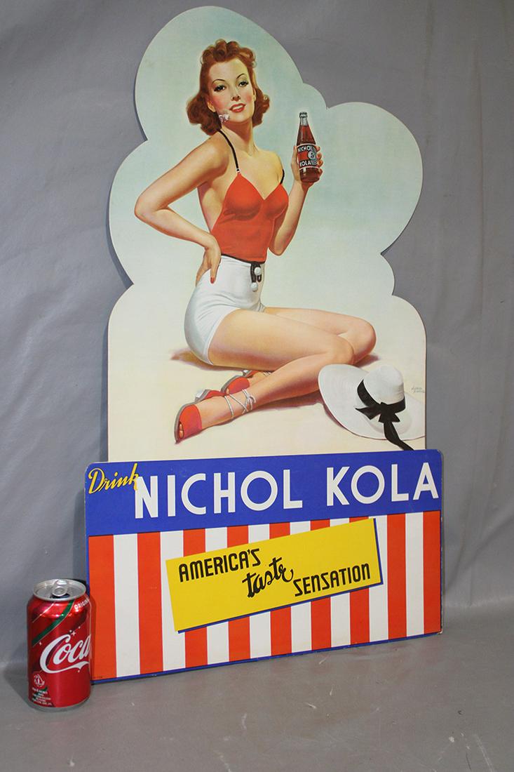 Early Die Cut "Nichol Kola" Carboard Advertising Sign With Easel Back (1 of 4)