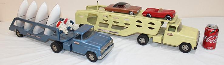 All Original Tonka Marine Service Truck, Tonka Moto Transport With A Promo Chrysler Turbine Car (1 of 4)