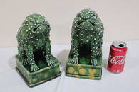 Pair Of 10" 19Th C. Toads Egg Bisque And Spinach Glaze Chinese