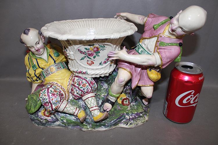 Large 19Th C. Edmo Samson Chinoiserie Mennecy Boys Figural Vase (1 of 7)