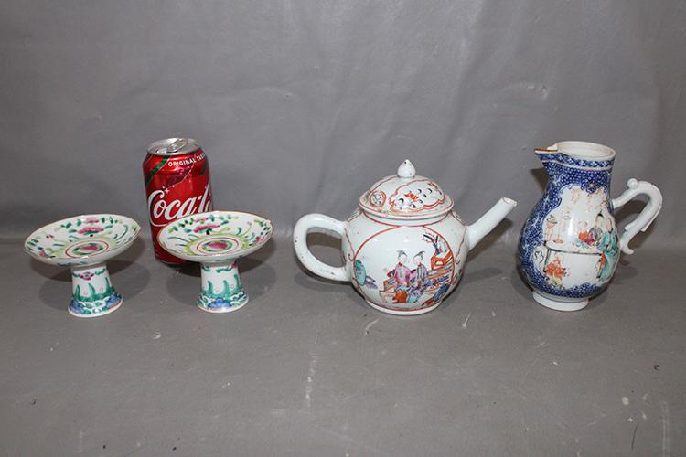 4 Pieces Of Early Chinese Including Famille Rose, Alter Stand, And Tea Pot (1 of 8)