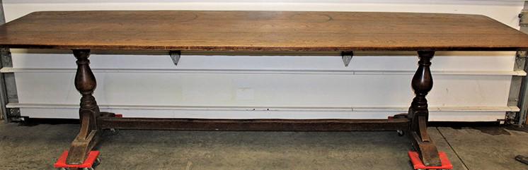 Super 10' Solid Oak Trestle Table C. 1900 (Stamped Property Of Yale University) (1 of 4)