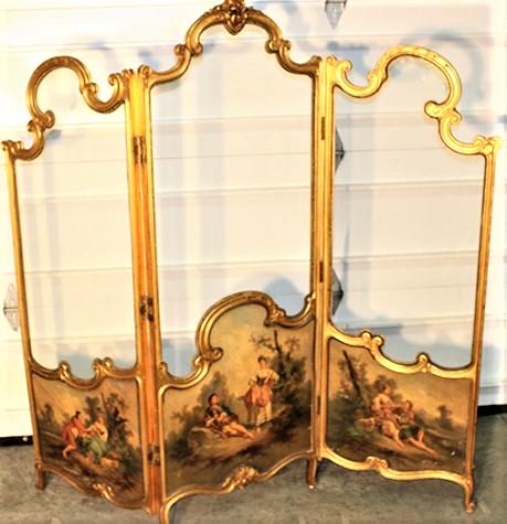 Wonderful Hand Painted Gilt Dressing Screen (1 of 7)