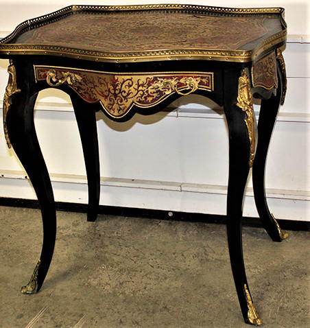 Nice Bronze And Boulle 1 Drawer Table (1 of 5)