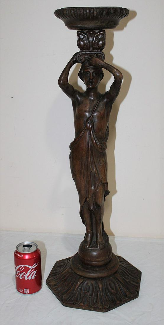Antique 27" Figural Carved Pedestal Ashtray (1 of 4)