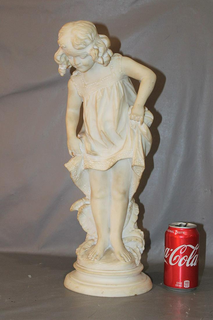 Nice Antique 19" Artist Signed Marble Sculpture Of A Young Girl (1 of 5)