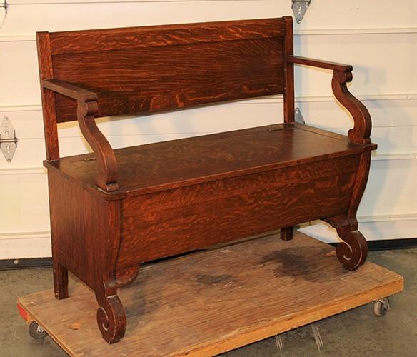 Clean Original Finish Oak Lift Seat Hall Bench (1 of 3)