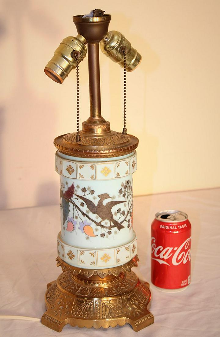 Nice Aesthetic Brass And Porcelain Lamp Base With Birds (1 of 5)
