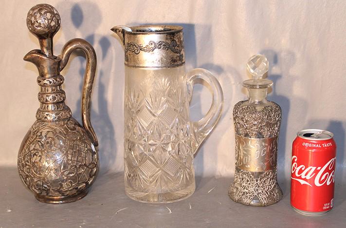 3 Piece Of Victorian Glass Including Overlay Cologne Bottle (1 of 6)