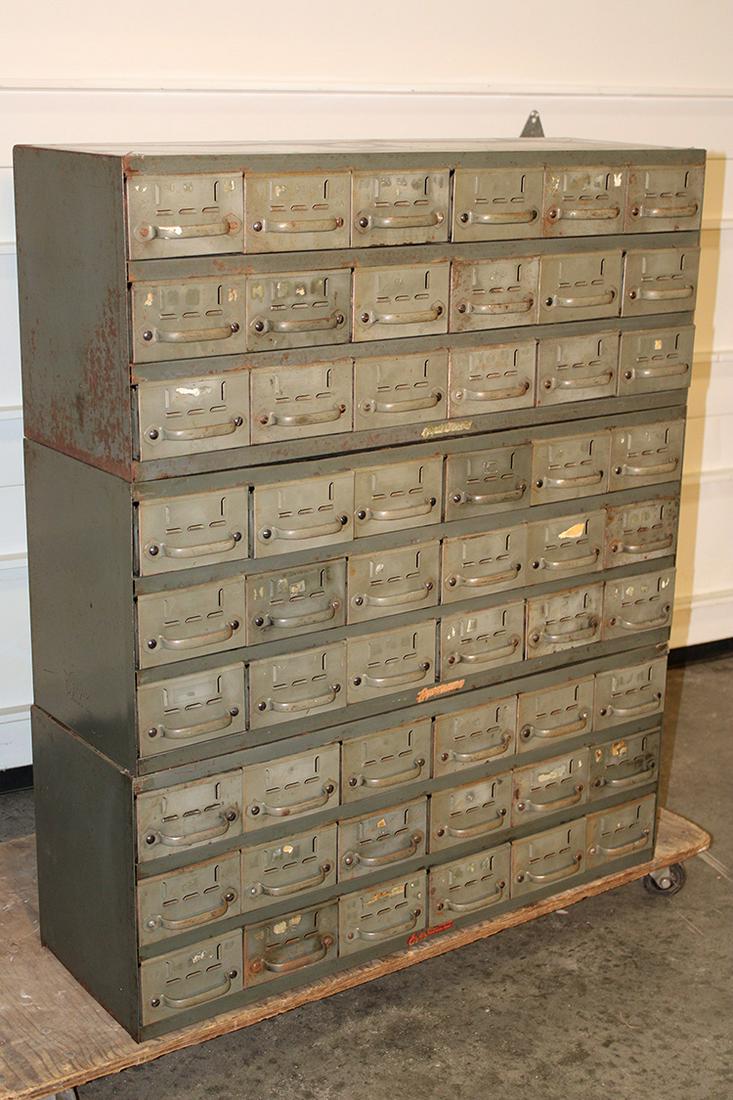 (3) 18 Drawer Metal Industrial File Cabinets, 54 Drawers Total (1 of 5)