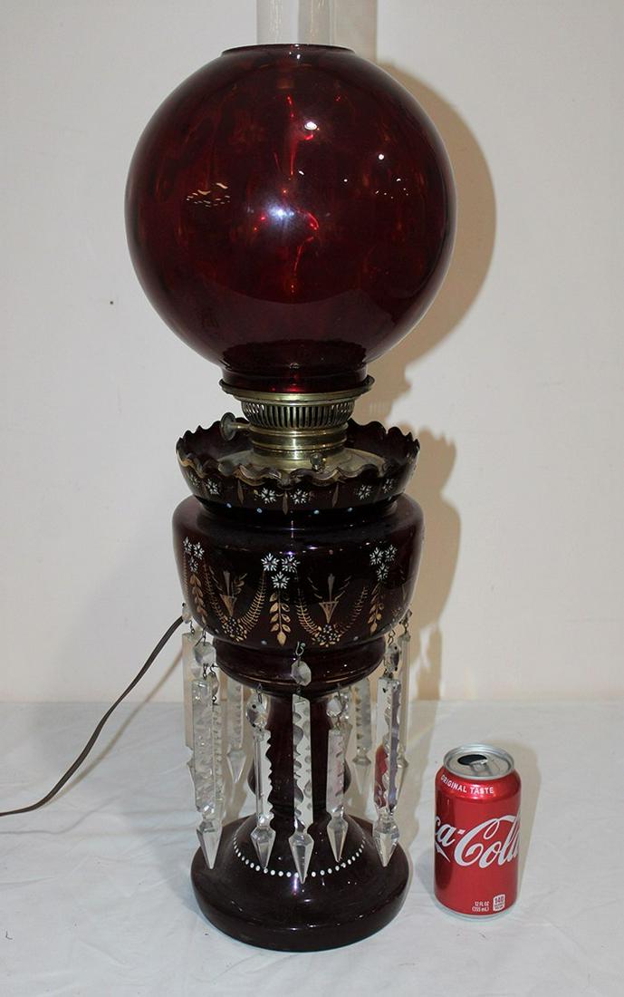 Ruby Lustre Lamp With Cut Prisms (1 of 4)