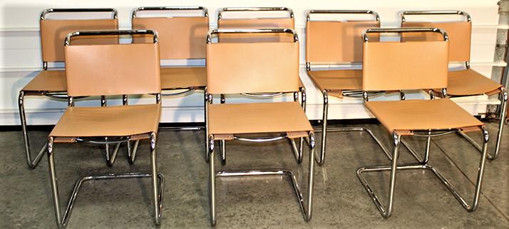 Set Of 8 Mid Century Chrome And Leather Chairs (Knolls Spoleto) (1 of 4)