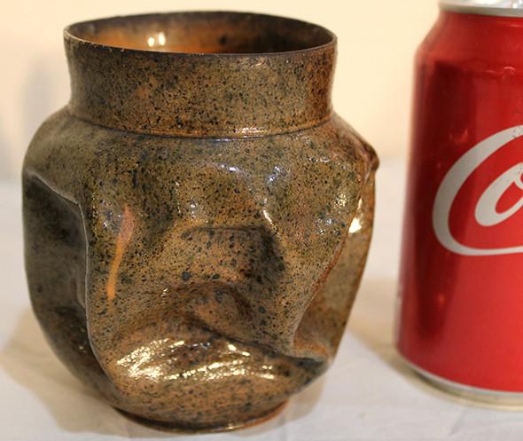 Rare Signed G. E. OHR Pottery Crumbled Vase (1 of 3)