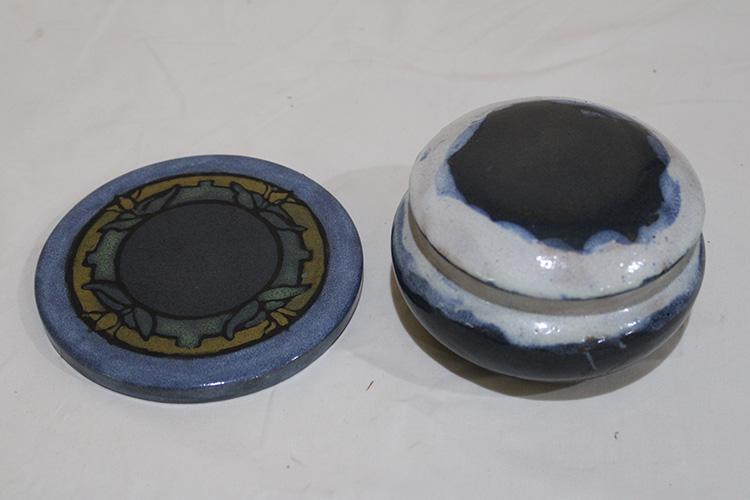 2 Signed Pieces Of Paul Revere Including 5 1/2" Trivet, 5 1/2" Covered Jar (1 of 3)