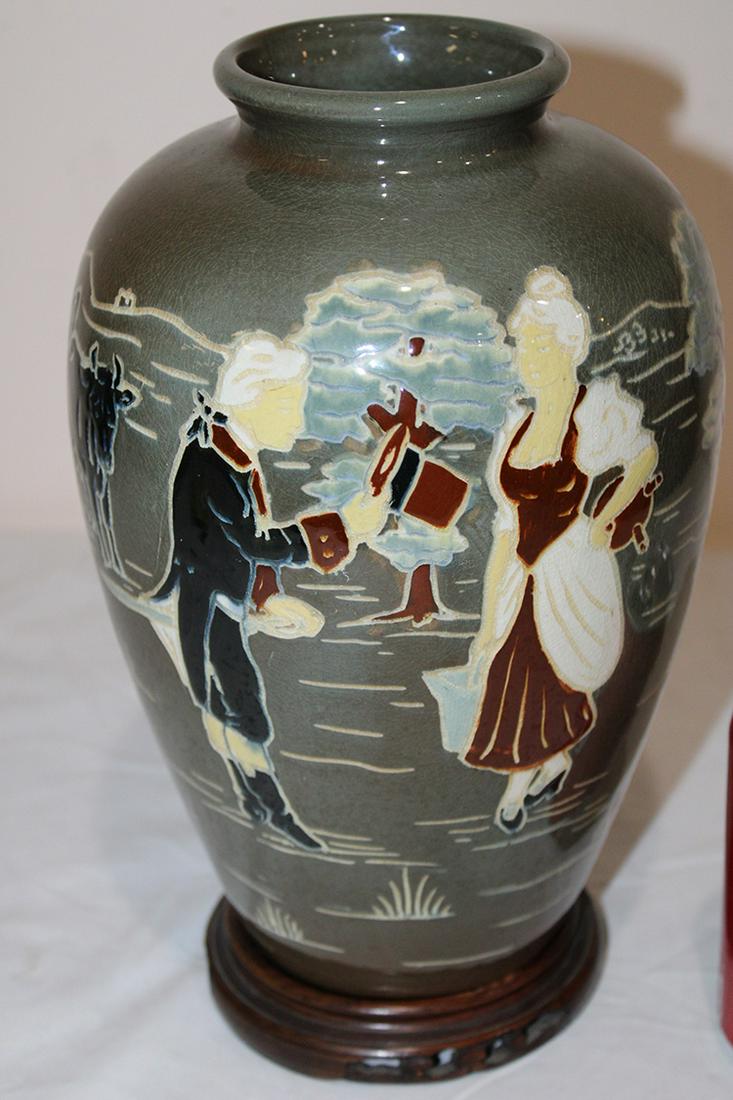 Huge Scenic Dickens Ware Pottery Vase (1 of 4)