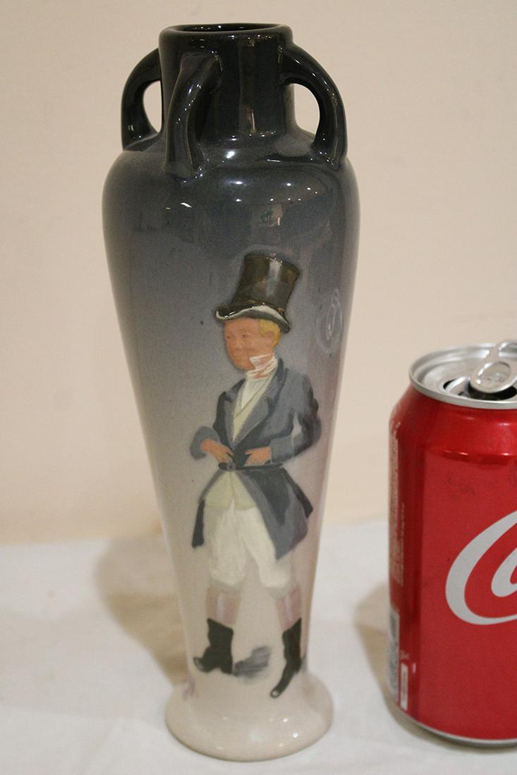 9" Art Pottery Vase Artist Signed Dickens Weller (Man With Top Hat "Bailey") (1 of 3)