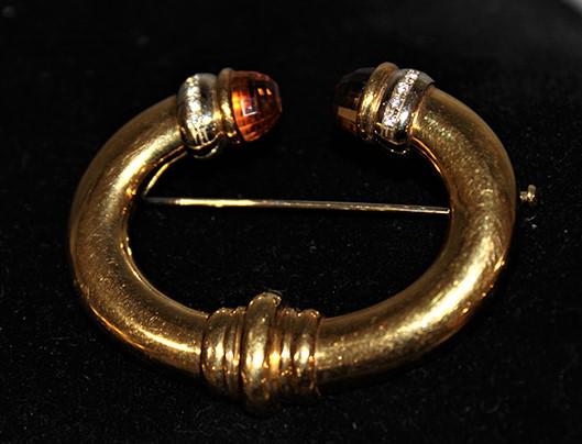 Large Heavy 18K Pin With Diamonds (1 of 3)