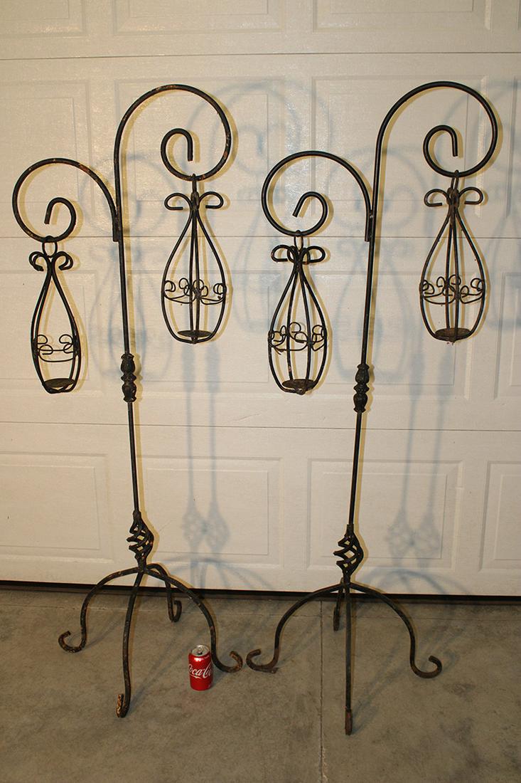 Super Pair Of Wrought Iron Garden Candle Holders (1 of 4)