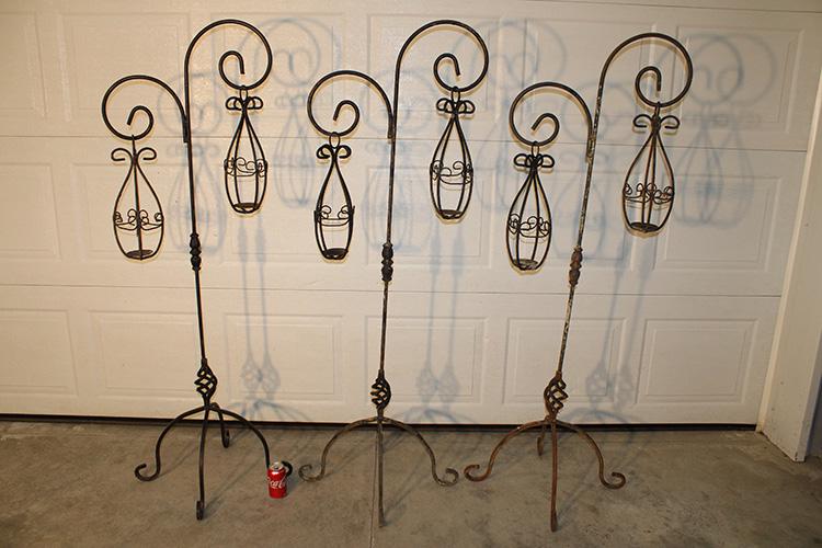 Group Of 3 Matching Wrought Iron Garden Candle Holders (1 of 4)
