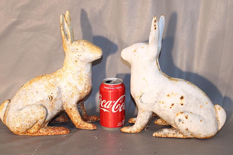 Large Pair Of Cast Iron Garden Rabbits (1 of 3)