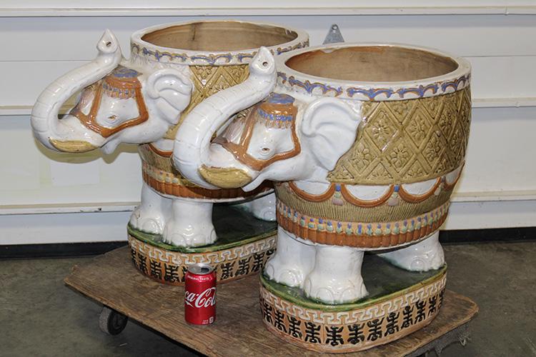 Nice Pair Of Large Red Ware Garden Planters Of Elephants (1 of 5)