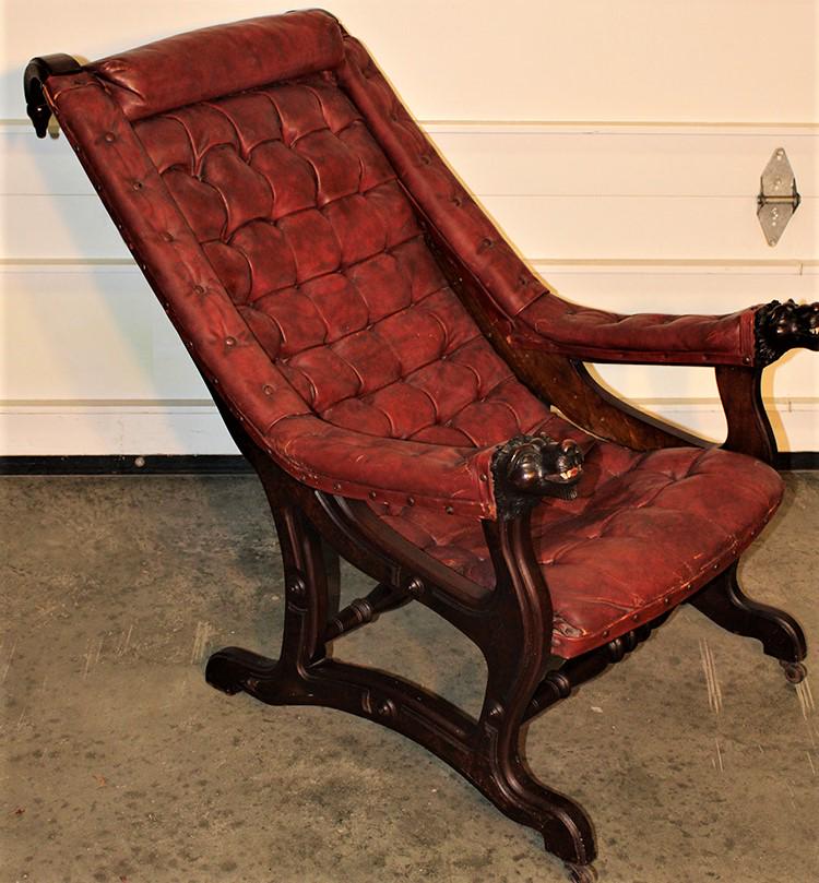 Extremely Comfortable Walnut Victorian Hallow Chair With Animal Head Arms (1 of 6)